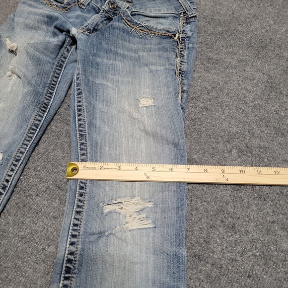 Ariat Real Jeans Women 26R Mid Rise Boot Stretch Cowgirl Thick Stitch Distressed - Picture 8 of 10